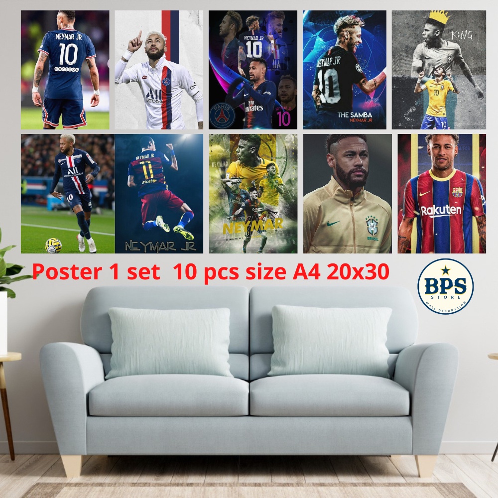POSTER DINDING 1 SET NEYMAR JR -  POSTER NEYMAR JR - POSTER SEPAKBOLA - HIASAN DINDING - HIASAN KAMA
