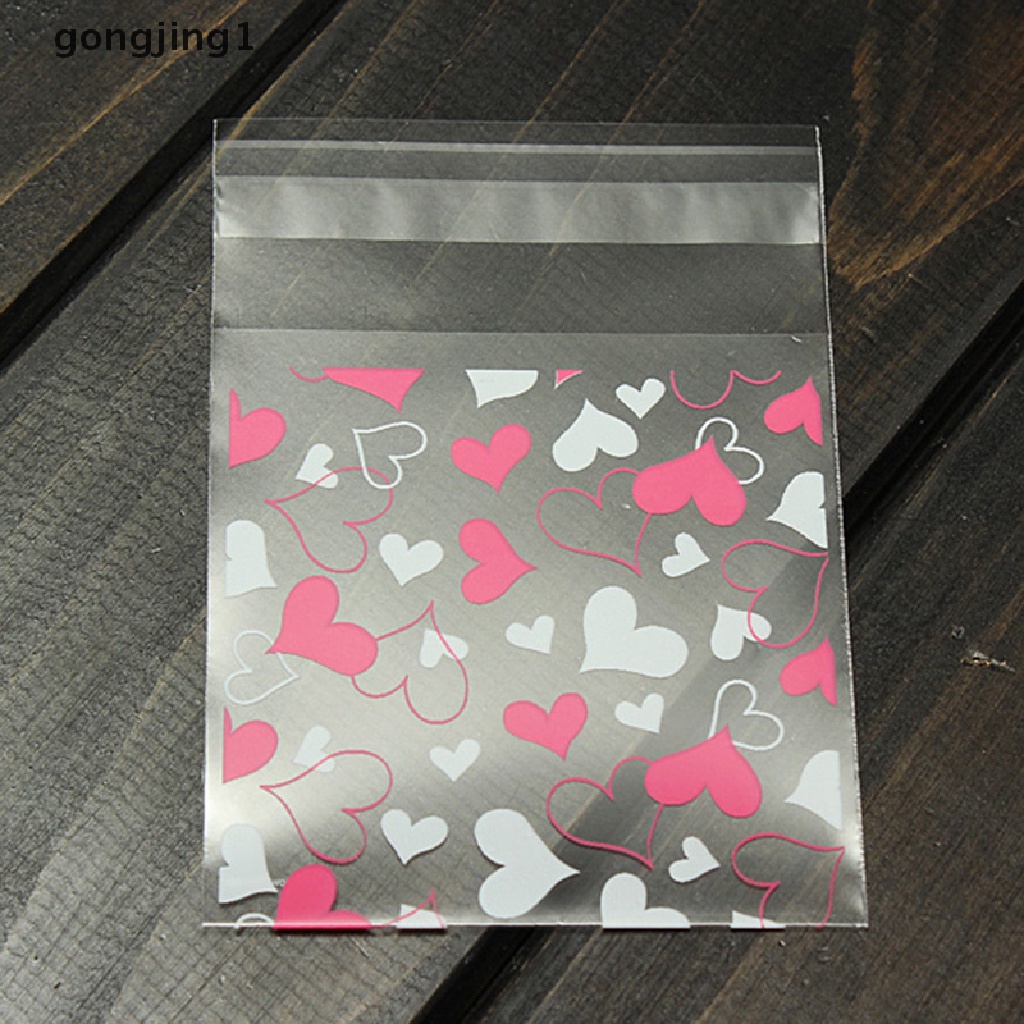 Ggg 100pcs Pic Hati Manis. Paket Permen Kue Kering DIY Perekat Diri Souvenir Gift Valve Bags ID