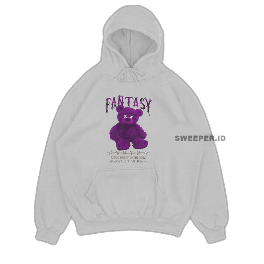 SWEATER HOODIE MOTIF BEAR FANTASY PRIA &amp; WANITA BAHAN FLEECE