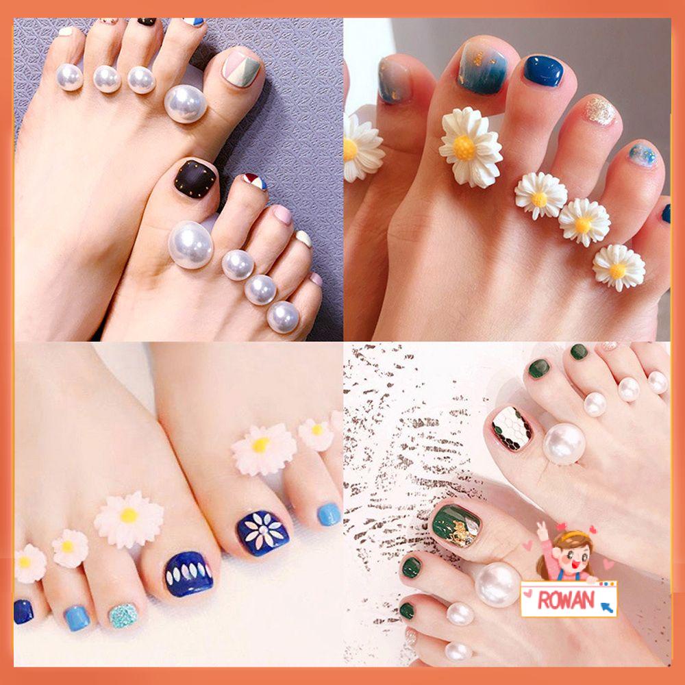 R-flower 8Pcs Pemisah Jari Kaki Silikon Pedicure Care Nail Art Foot Divider