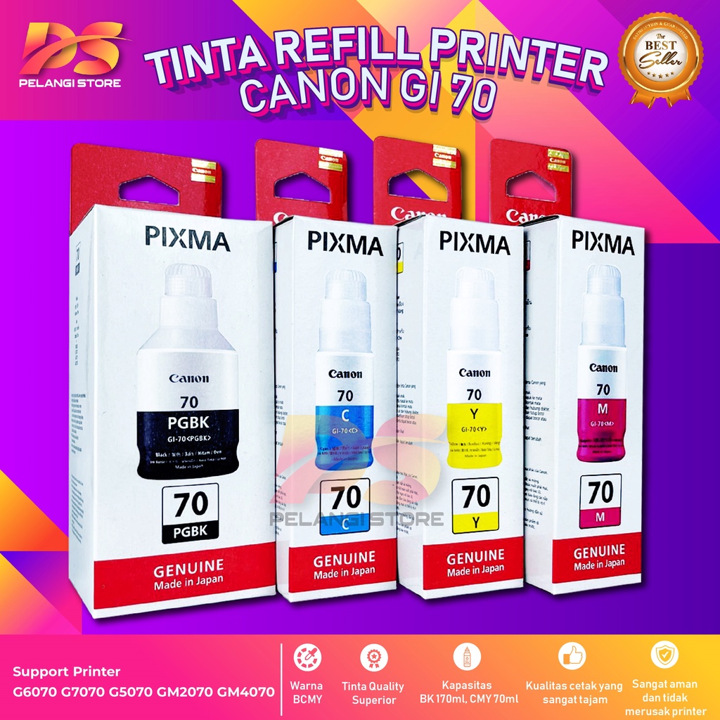 1 SET 4 PCS Tinta Canon Gi 70 Tinta Printer G5070 G6070 G7070 GM2070 GM4070