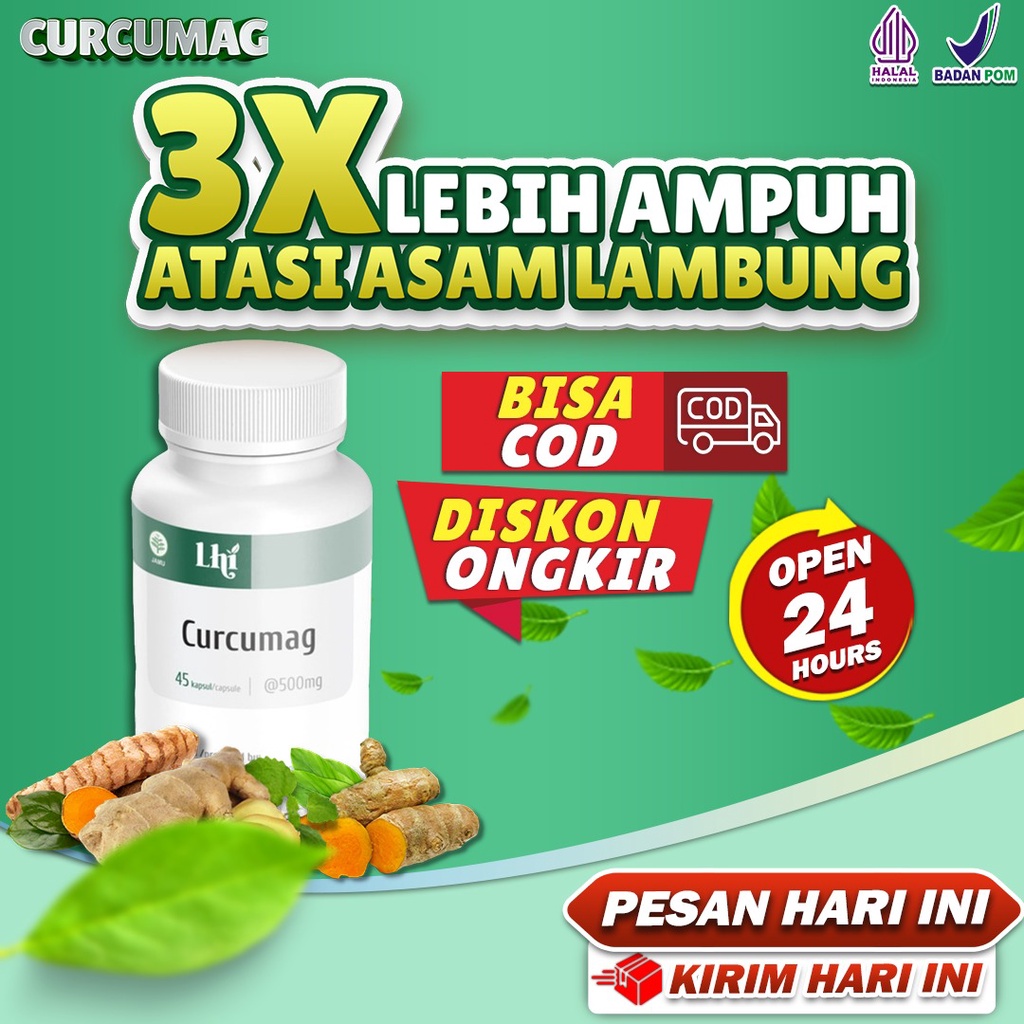 CURCUMAG Kapsul dengan kandungan Kunyit, Temulawak, Temu Putih, Ampuh atasi Asam Lambung Naik, Maag 