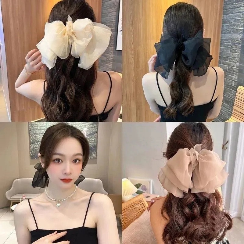 Delunashop Simple Yumna Korean Big Ribbon Claw / Jepitan Rambut Pita Besar / Pita Jumbo Jepit Rambut Korea