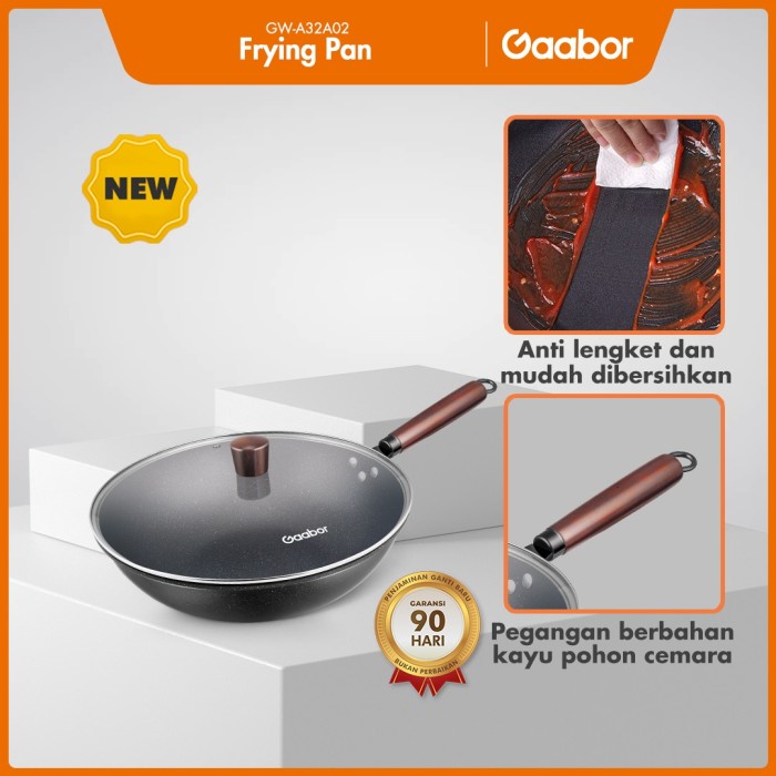 Gaabor Panci Penggorengan Wok Anti Lengket bahan 32 cm / GW-A32A02