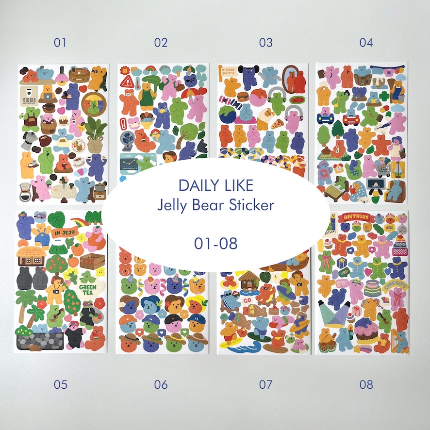 

DAILY LIKE - Jelly Bear Sticker 01-08 (Imported from Korea, Original)