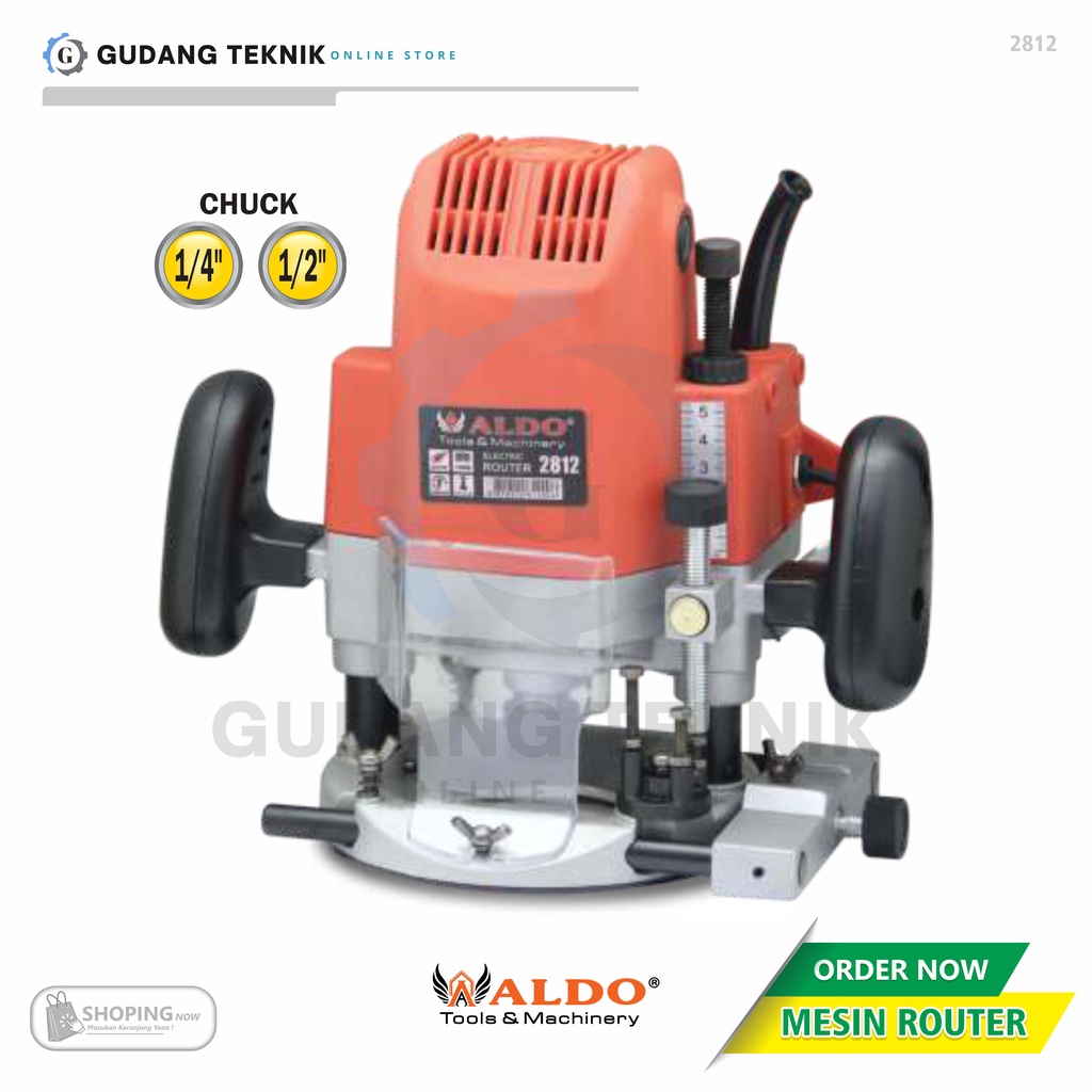 Mesin Router Trimmer 1/4&quot; 1/2&quot; ALDO 2812 / Mesin Profil Kayu Wood 1500W ALDO - Mesin Profil Trimmer 1/4 1/2 inch