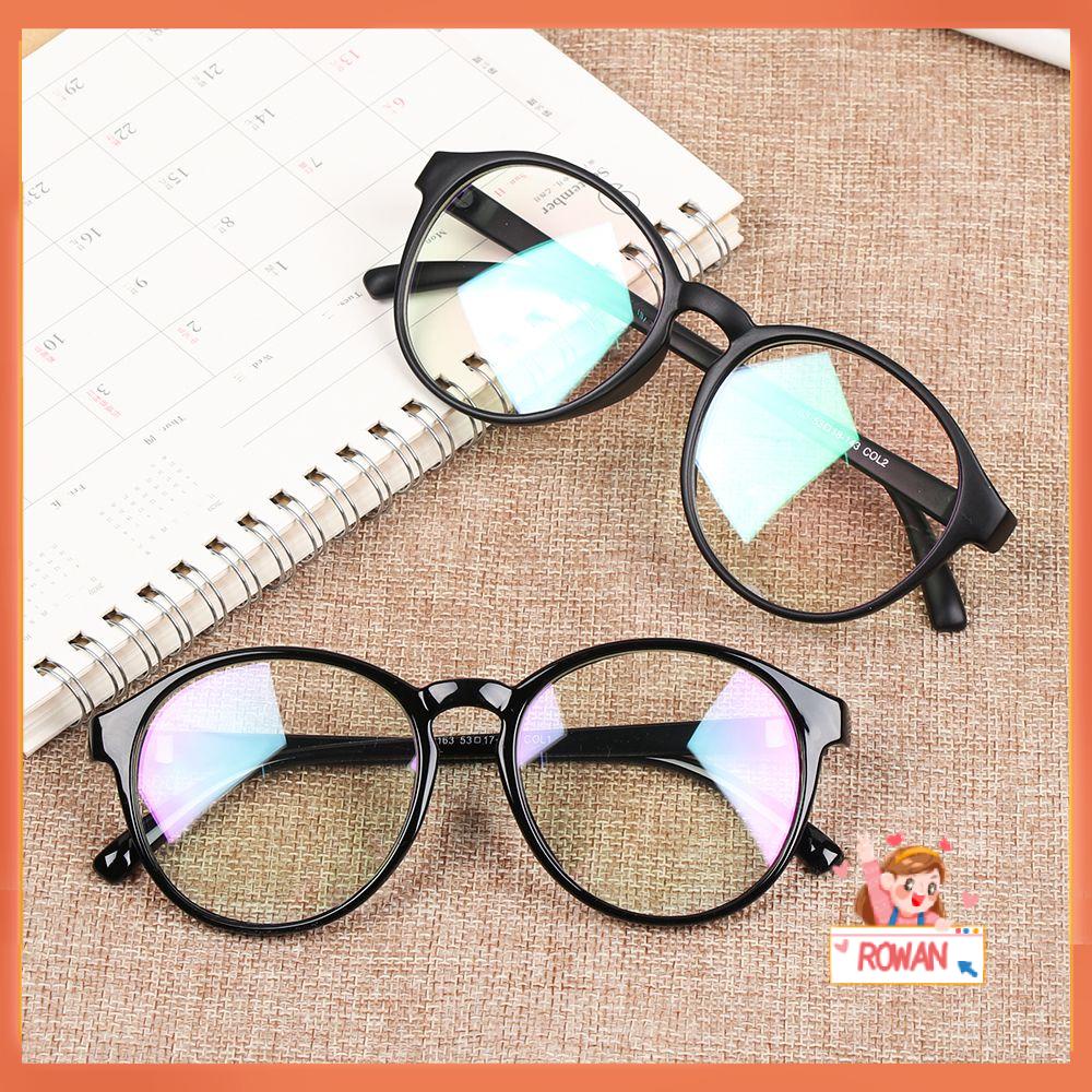 R-flower Round Glasses Vision Care Lensa Transparan Frame Kacamata Optik Retro Plastik