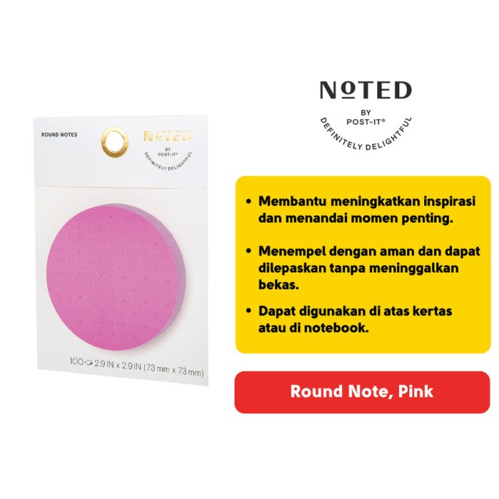 

3M Noted by Post-it Round Notes Memo Bulat NTD-3RD-PK - Pink