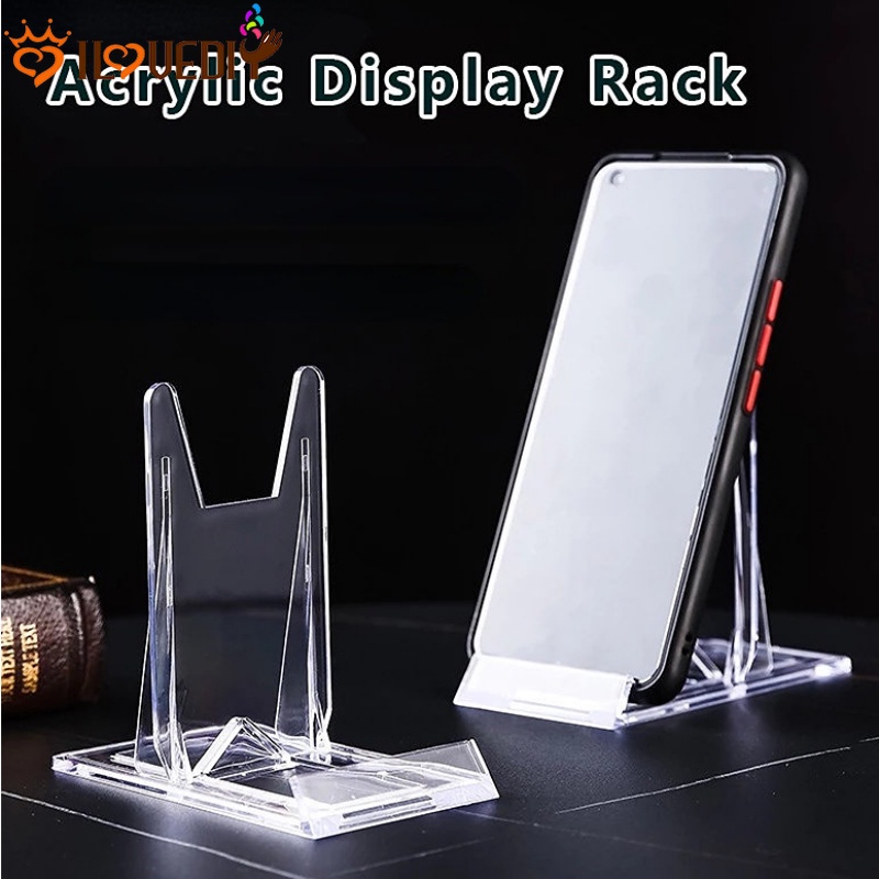 2pcs Perlengkapan Penyimpanan Dekorasi Praktis Akrilik Bening Display Kuda-Kuda Telepon Tablet Penyangga Bracket Removable Dishes Tempat Piring Buku Bingkai Foto Postcard Stand