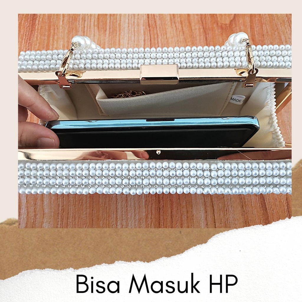 Tas Pesta Import Mutiara Kondangan Wanita Premium Kristal Ori Terkini Handbag Wisuda Elegan Mewah Impor 70195-2 KLIKSISTA