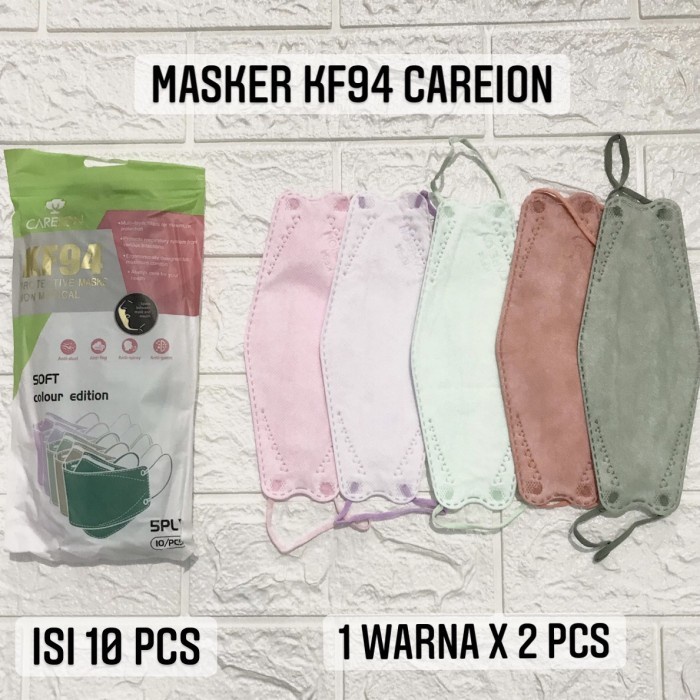 [ CAREION ] MASKER KF94 5PLY MIX WARNA 10 PCS KF 94 MODEL KOREA KF 94