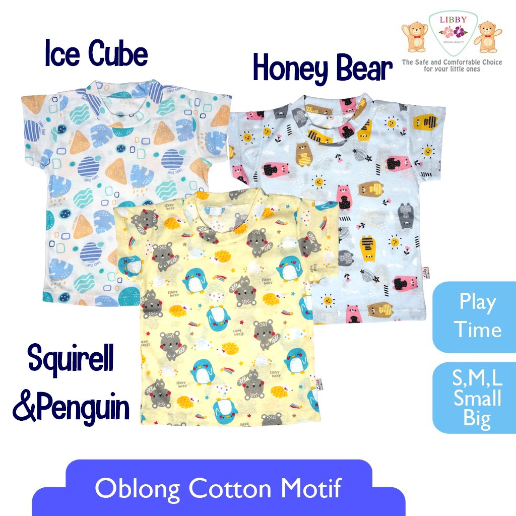 LIBBY 1 PCS KAOS OBLONG KATUN MOTIF PLAY TIME