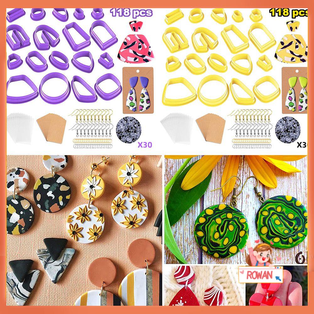R-flower 118pcs Polymer Clay Cutters DIY Craft Earring Kartu Membuat Perhiasan Cetakan Kue