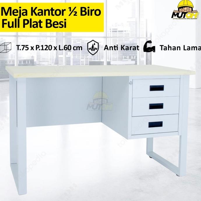 

SALE NOW MEJA KANTOR MEJA KERJA MEJA STAFF 1/2 BIRO BESI 3 LACI 120 CM TERBAIK