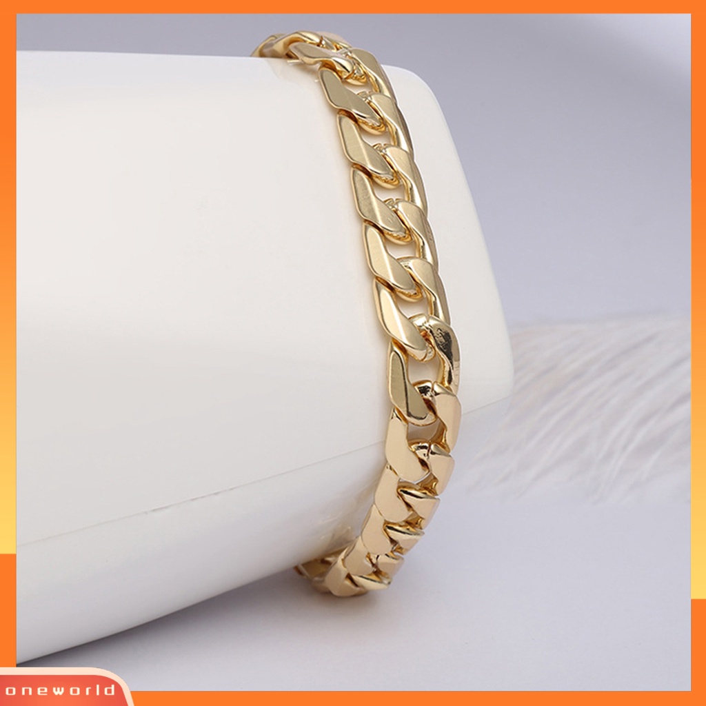 [WONE] Gelang Rantai Glossy Susah Tarnish Gaya Hip Hop Cuban Chain Bracelet Untuk Hadiah