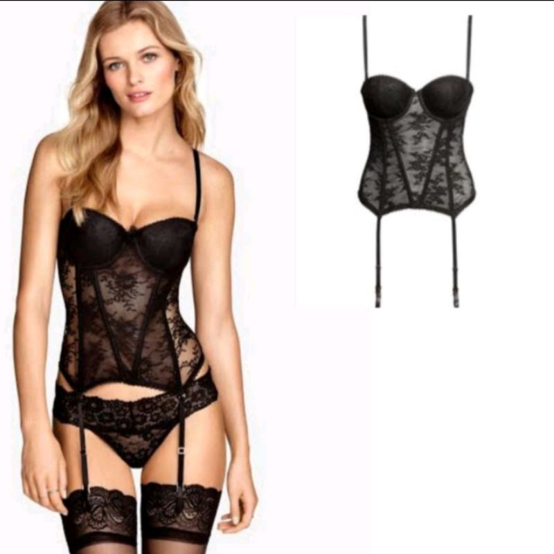 LINGERIE H&M KORSET SEXY BUSTIER LONG TORSO DALAMAN KEBAYA KORSET BADAN PERUT