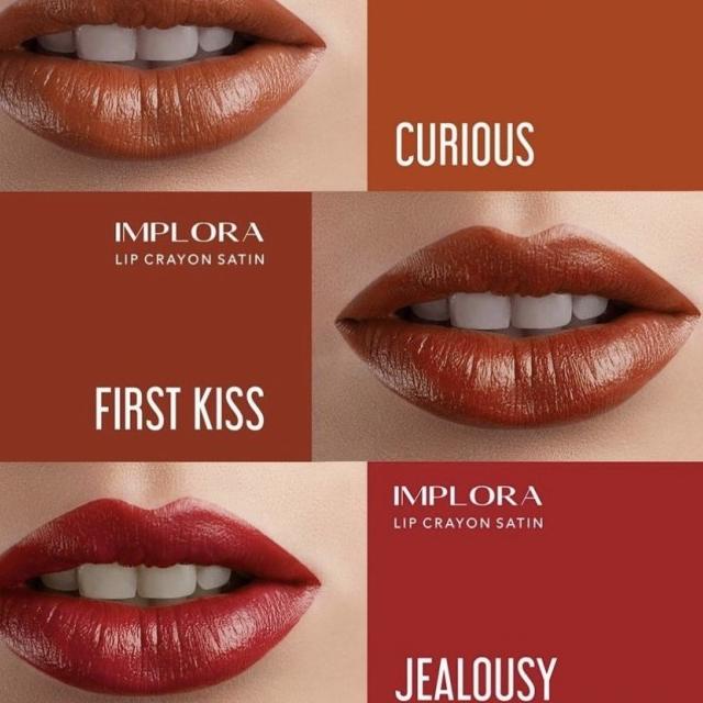 Stock baru--[ IMPLORA ] Lip Crayon Satin BPOM Original Lipstick Lipcream Nude Ori