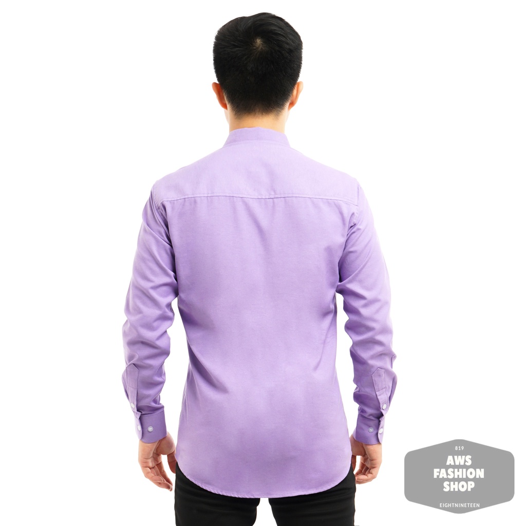 819 Kemeja Pria Lengan Panjang Polos Lavender Ungu Tua Purple Oxford Basic SIMPLE Slimfit Casual Tersedia Ready Sampai Size JUMBO BIG SIZE XXL XXXL