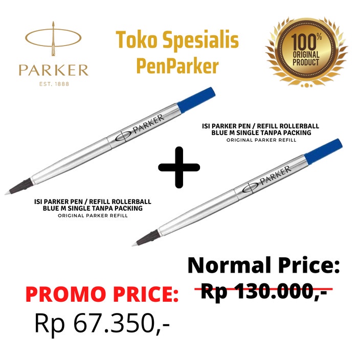 

Tinta [Get 2]Isi Parker Pen/Refill Rollerball/Signpen Black M Tanpa Packing