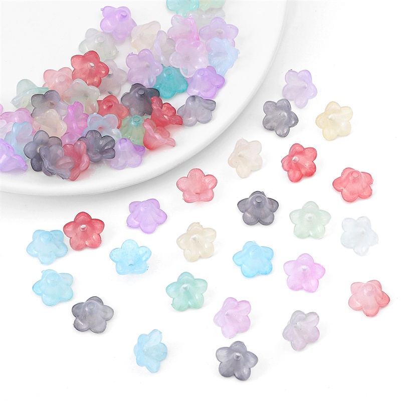 12x7mm Akrilik Warna Campur Windbell Morning Glory Flowers Beads Charms Untuk DIY Anting Gelang Gantungan Kunci Kerajinan Membuat Perhiasan