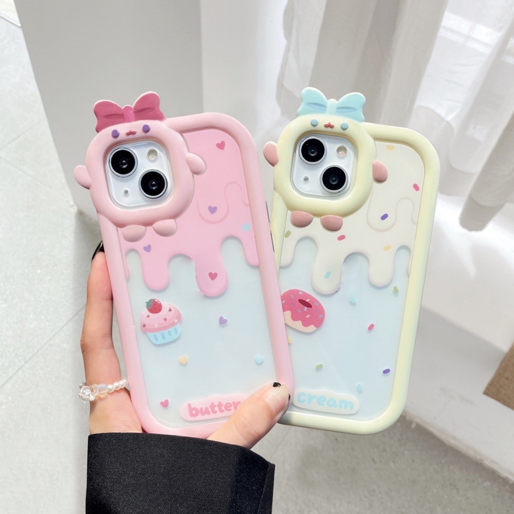 Soft Case TPU Motif Es Krim Kue Strawberry Untuk IPhone 11 XR 6 6S 7 8 Plus 13 12 14 Pro MAX 14 Plus 11 Pro MAX X XS MAX SE 2020