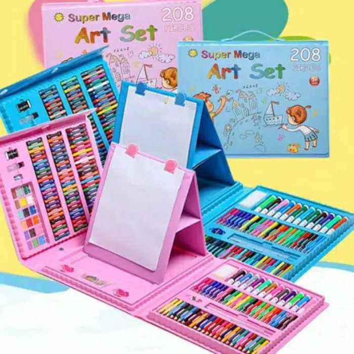 

art set alat menggambar lengkap 208 pieces - crayon mewarnai set anak