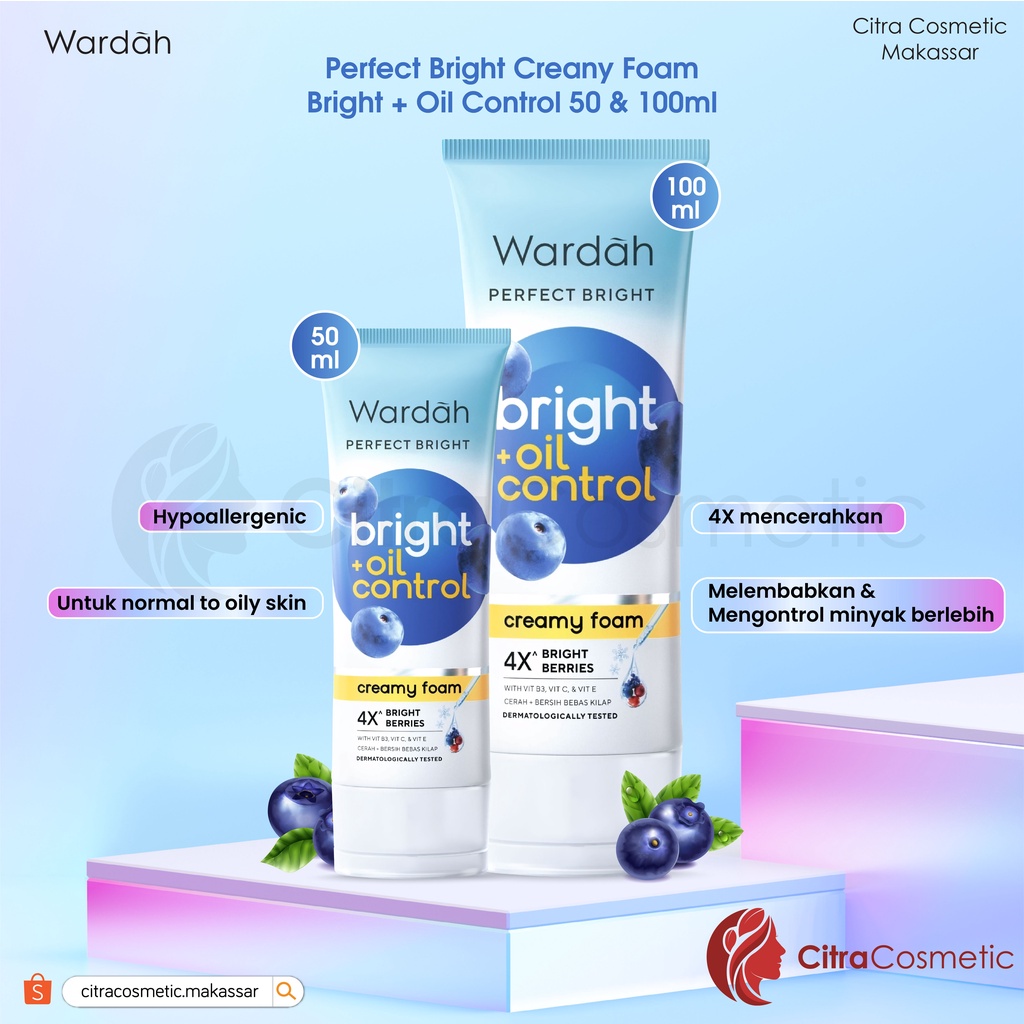 Wardah Perfect Bright Series Creamy Foam 100 Ml | Moisturizer | Peel Of Mask | Tone Up Cream | Tone Up MIcellar Water