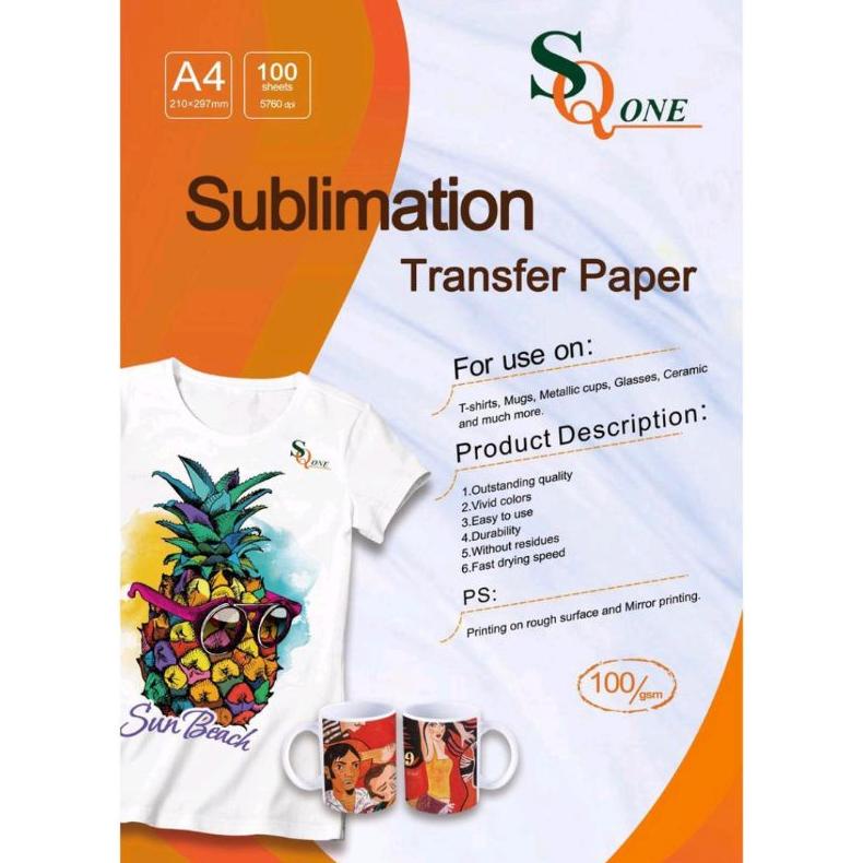 

KERTAS SUBLIME/TRANSFER PAPER SQ-ONE A4/100 LEMBAR TERLARISS...,,,,,