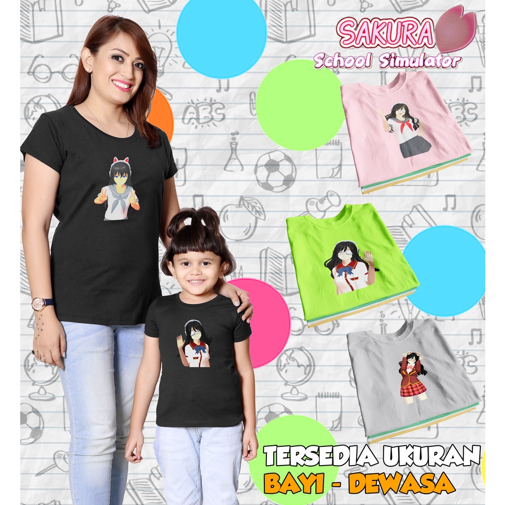 [FREE NAMA !!] Kaos / Baju Sakura School Simulator Anak Laki / Perempuan / Dewasa &amp; Couple Family Bahan Katun Cotton Combed 30s Custom Nama