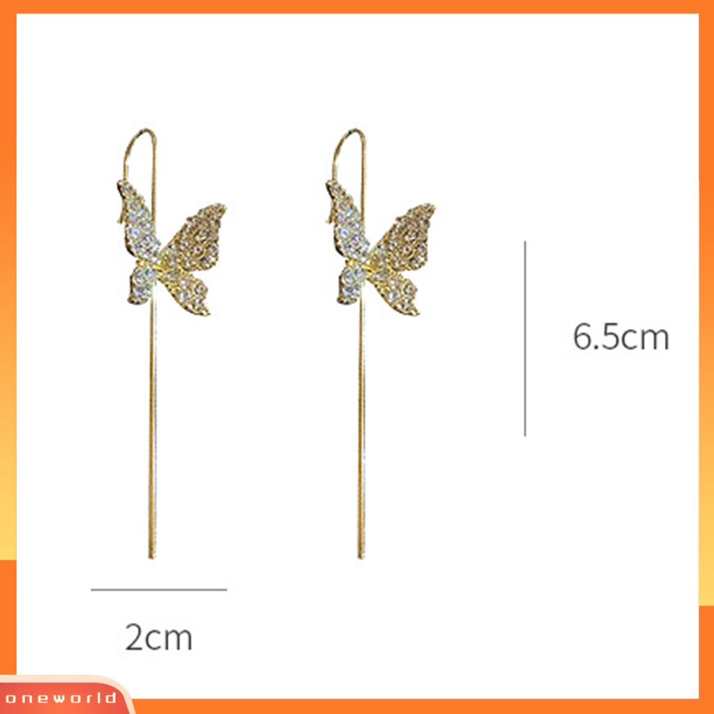 [WONE] 1pc Wanita Ear Wrap Crawler Rhinestones Bunga Butterfly Piercing Ear Cuff Kait Anting Untuk Pesta