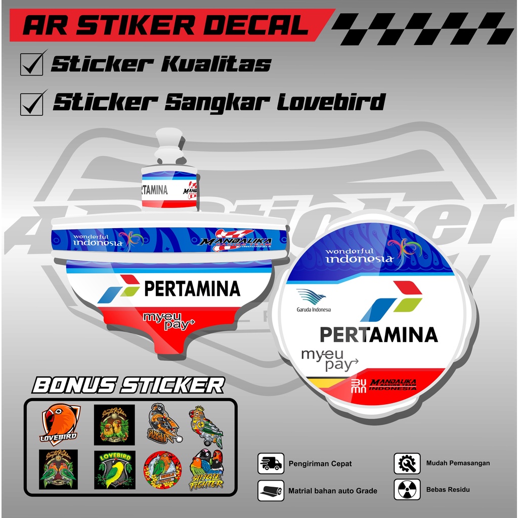 Stiker Tebok Lovebird Motif Mandalika - Sticker Decal Sangkar Burung Love bird Tipe BATMAN AR-003