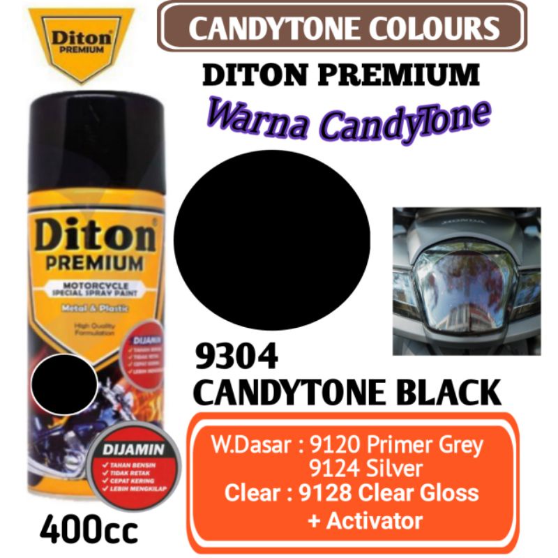 9304 CANDYTONE BLACK DITON PREMIUM 400cc Cat Semprot Pylok Pilok Pylox / Diton Premium / Cat Aerosol