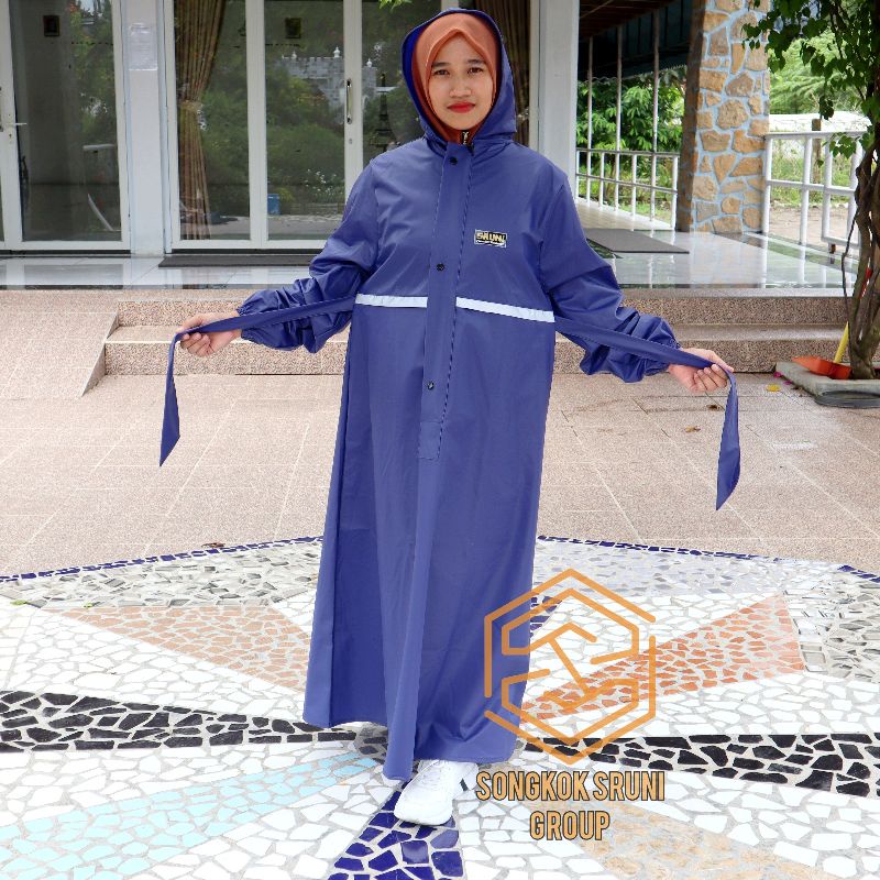 JAS HUJAN GAMIS MUSLIMAH SYARI SRUNI PREMIUM RAINCOAT BAHAN PVC 025 TEBAL ELASTIS LENTUR KUAT TERLARIS MURAH ORIGINAL MANTEL MANTOL  JAS HUJAN WANITA MUSLIMAH BUKAN SCORPIO EXTRIM AXIO AKULA HCS