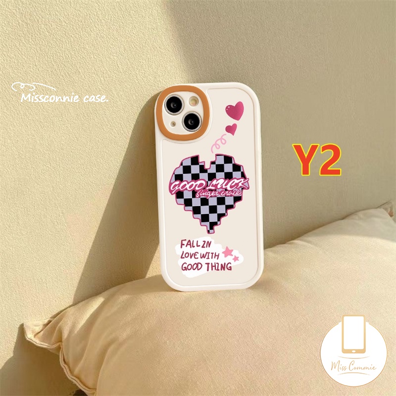 IPHONE Casing Handphone Couple Kompatibel Untuk Iphone7 8 6 6s Plus 11 Pro Max13 12 14 Pro Max14 Plus XR X XS MAX Se2020 Senyum Lucu Love Hati Papan Catur Soft TPU Back Cover