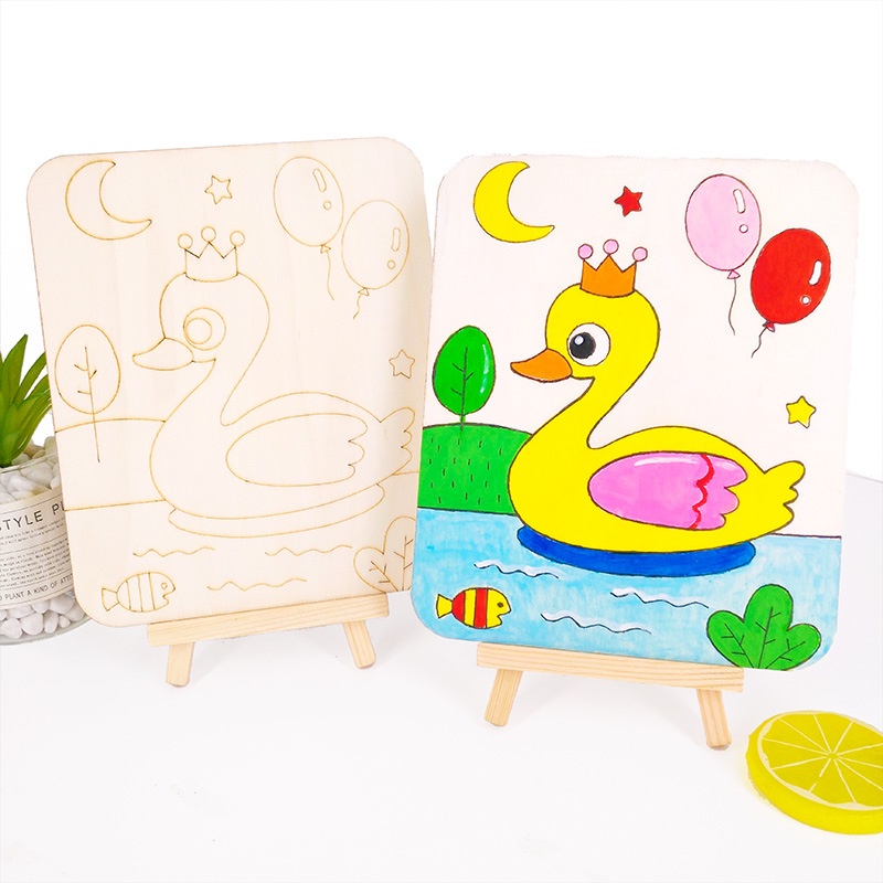 PAOPAO DIY Papan Kayu Mewarnai Character Cute Education Anak Premium