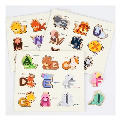 Puzzle Alphabet Motif Animal 331-2 Mainan Puzzle Anak Mainan Huruf Puzzle Alfabet Puzzle Kayu Huruf Puzzle Huruf