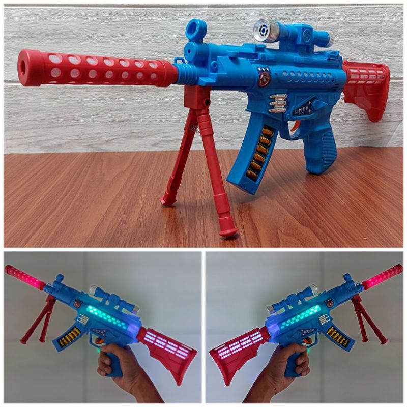 Mainan Tembakan LED Captain America - Pistol Mainan Senapan Avengers Nyala Lampu dan Bunyi Suara Edu