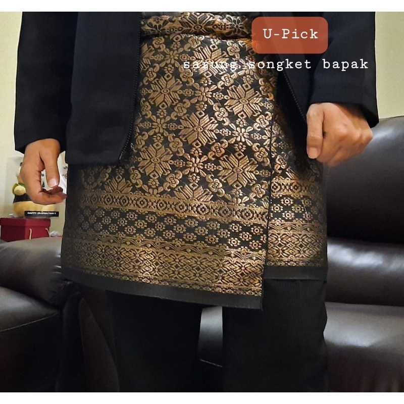 SARUNG SONGKET LILIT  BAPAK + SELENDANG BESAR LAKI LAKI SARUNG SONGKET PRIA