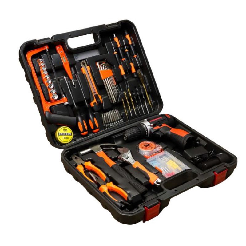 Taffware Alat Set Perkakas Bor Listrik Palu Tang Obeng Kunci Pas Gergaji 102 in 1- TZ168