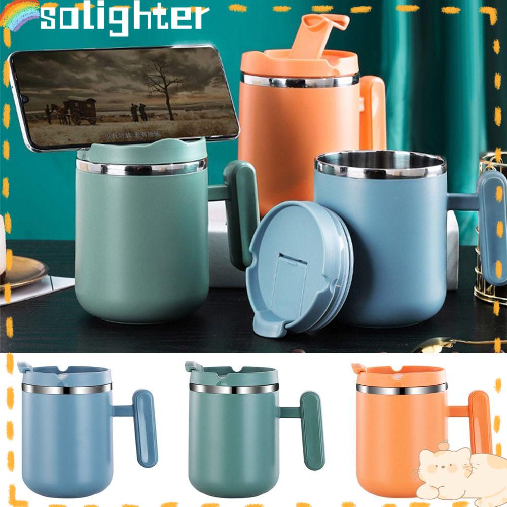 Mug Kopi SOLIGHTER 480ml High Quality Dengan Pegangan Dan Tutup Double Wall Travelling Cup