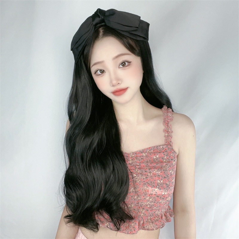 Wig Bando Cantik Wanita Simple Elegan Korean Version Wig Bando Panjang Wanita