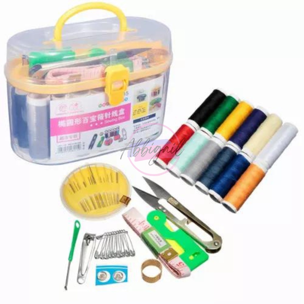 𝘈𝘉𝘎✰ PERALATAN JAHIT SEWING KIT / SET ALAT JAHIT JARUM DAN BENANG / PERLENGKAPAN MENJAHIT DENGAN 8 PCS BENANG 1246