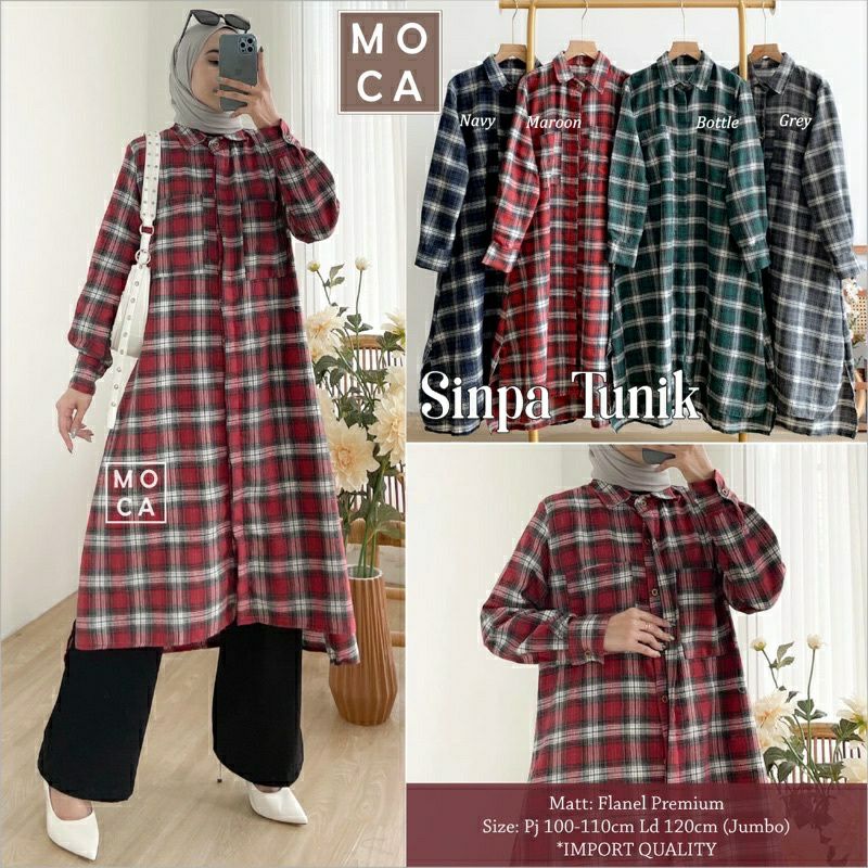 Sinpa Tunik, TUNIK FLANEL CANTIK MODIS FIT XXL LD 110 BAHAN FLANEL PREMIUM TERMURAH OOTD