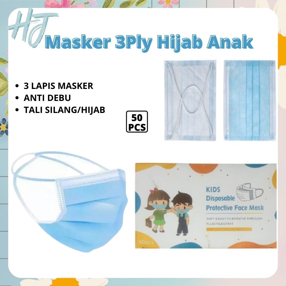 HJ  Masker Anak 3Ply Hijab / Headloop Karakter BTS isi 10Pcs