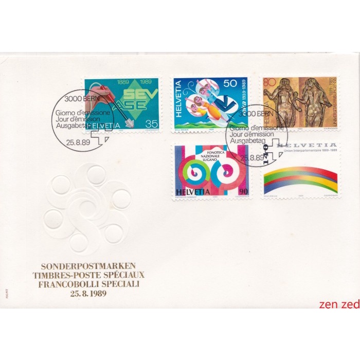 

A559 Prangko Swiss FDC 1989 Anniversaries 1 Pcs