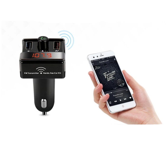 A7 Bluetooth Handsfree Car Kit MP3 FM Transmitter Dual USB Car Charger