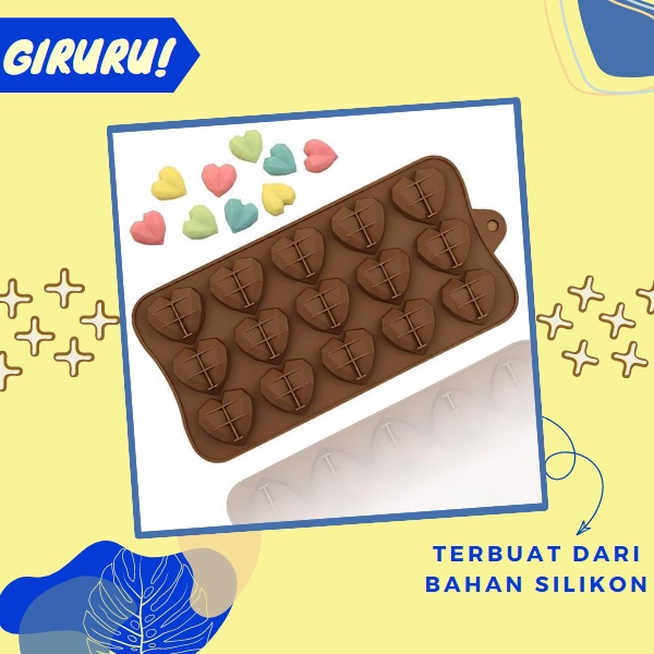 CETAKAN COKELAT SILICONE FONDANT PUDING BENTUK BUNGA &amp; LOVE / Cetakan Silikon Coklat Fondant Puding Bunga dan Love Food Grade / Cetakan Es Batu /Cetakan Serbaguna / Ready Coklat Waffle Silicone Fondant Cake / Cetakan Coklat silikon Tahan Panas Cetakan Es