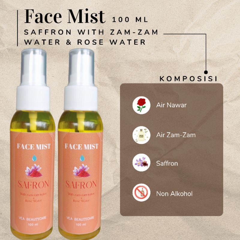 Facemist Saffron With Zam-Zam Water &amp; Rose Water 100 Ml Mencerahkan Wajah dan Melembabkan Wajah