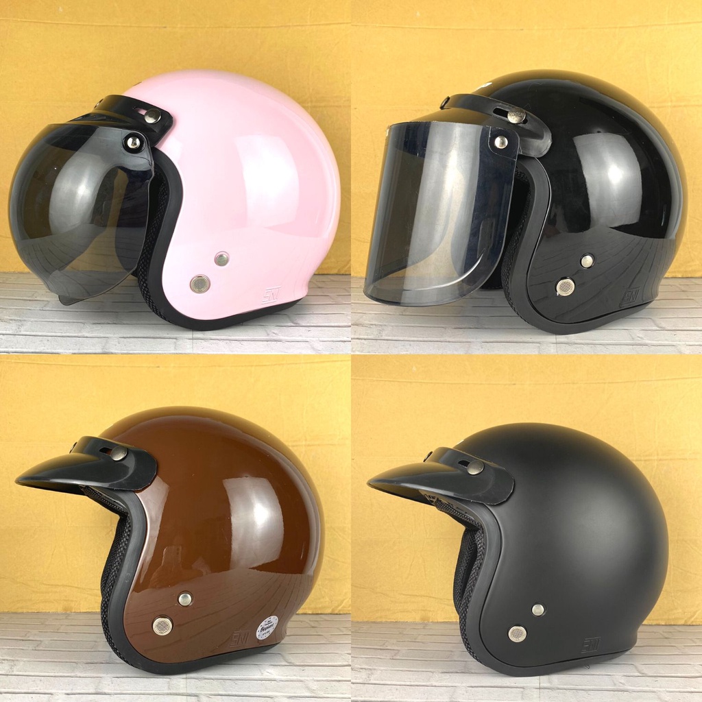 HELM BOGO DEWASA PRIA WANITA SNI BR1 KACA FLAT INJAK