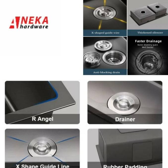 Kitchen Sink Velar 8143 Black 2 Bowl / Bak Cuci Piring Paket Hitam